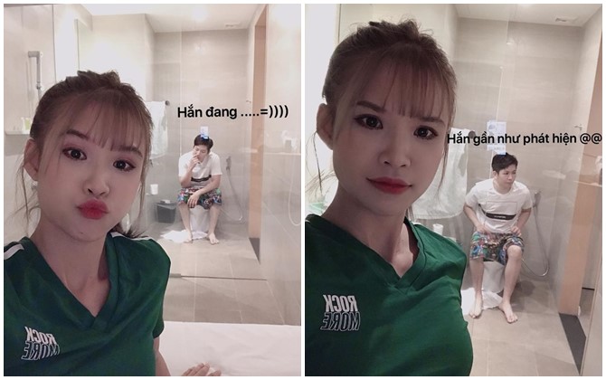 Tung loạt ảnh chụp lén ông xã đi vệ sinh, Khởi My khiến dân mạng hết vía ngày đầu năm
