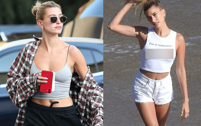 Hailey Bieber diện mốt không nội y đến phòng tập nhảy