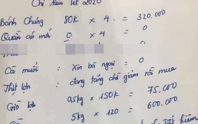 Chị em xôn xao tờ giấy chi tiêu Tết hết hơn 1 triệu đồng, dân mạng chẳng khen còn chê tơi tả