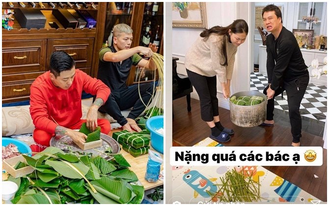 Tết thời 4.0 cái gì cũng có, nhưng Tuấn Hưng, Á hậu Thanh Tú vẫn kỳ công gói và nấu bánh chưng tại nhà