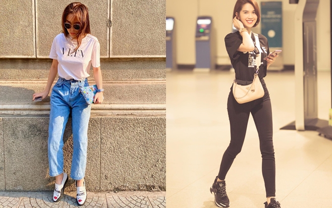 Street style sao Việt tuần qua: Ngọc Trinh, Kỳ Duyên so kè phong cách đối lập khi cùng diện áo  phông và quần jeans