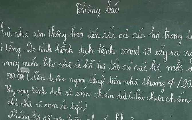 Những dòng chữ ấm lòng từ chủ nhà trọ mùa dịch Covid-19, miễn giảm 1-2 tháng hay 50% đều khiến người thuê xúc động lúc này