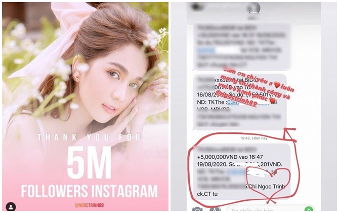 Instagram cán mốc 5 triệu followers, Ngọc Trinh thưởng nóng cho fans 50 triệu đồng