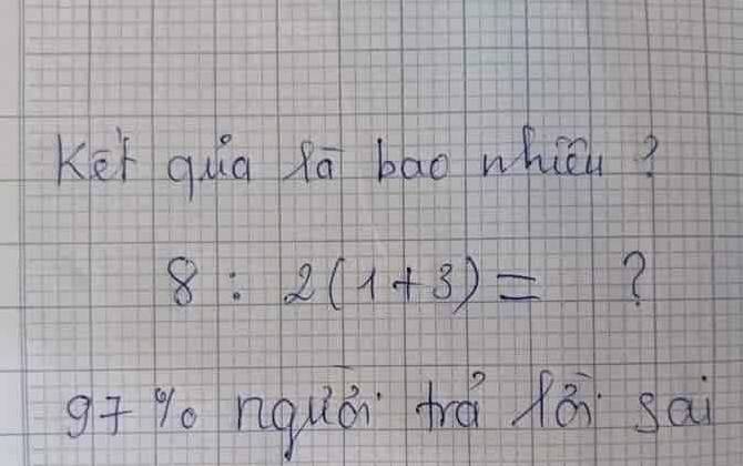 Bài toán tiểu học mà vợ chồng tranh cãi nảy lửa, nhiều người "điên đầu" bất ngờ với kết quả khi được đưa ra