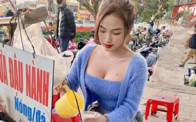 Hot girl 2k2 bán sữa đậu nành xôn xao MXH với bức ảnh vòng 1 'nhảy ra khỏi áo'