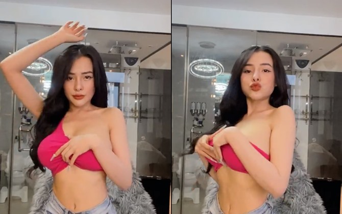 Ngân 98 vén áo kéo quần chỉ để khoe eo bé trên livestream