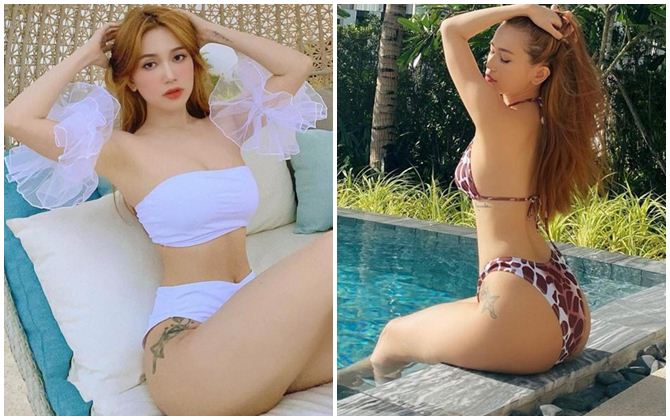 Sĩ Thanh diện bikini khoe dáng gợi cảm bên hồ bơi