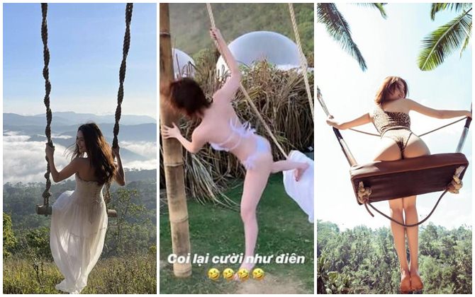 Ngọc Trinh chụp ảnh với xích đu: 2 lần đầu phốt nặng, lần thứ ba xuất sắc