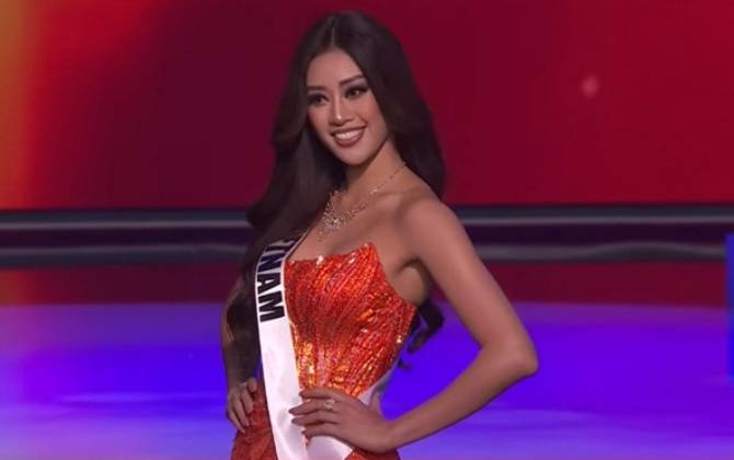 Khánh Vân thi bán kết Miss Universe 2020, dàn sao Việt dậy sóng