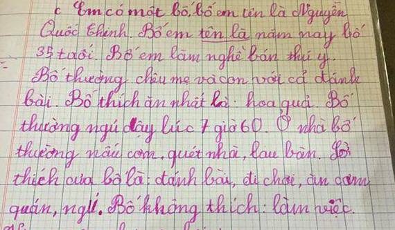 Bật cười với những bài văn tả bố của học sinh tiểu học, soi các chi tiết mới giật mình hoảng hốt