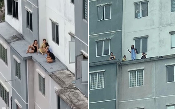 Chán nản vì ở nhà mùa dịch, 5 bà hàng xóm kéo nhau lên đường gờ chung cư làm điều này và cái kết 'khó đỡ'