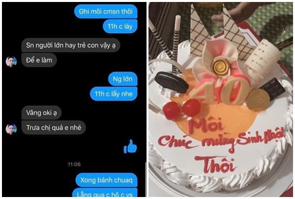 Cười bò dặn viết câu chúc một đường, người bán làm một nẻo và nhận cái bánh sinh nhật 'dở khóc, dở cười'