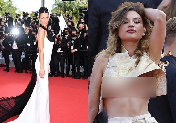 Thảm đỏ LHP Cannes 2021: Sao nữ vô danh chiếm 'spotlight' vì hở bạo, Bella Hadid bỗng kín đáo thanh lịch bất ngờ