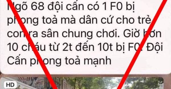 Bác bỏ tin đồn 10 trẻ em ở phố Đội Cấn (Hà Nội) là F0