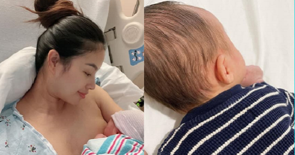 Hoa hậu Phạm Hương lần đầu hé lộ ảnh trong phòng sinh, nhan sắc mộc mạc của mẹ bỉm gây thương nhớ