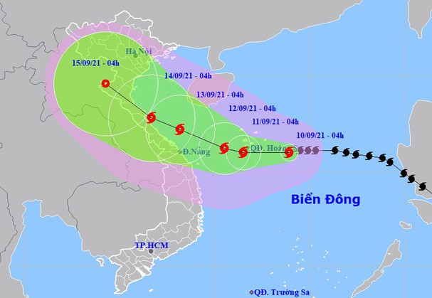 Bão số 5 giật cấp 13 hướng vào từ Quảng Trị, Quảng Ngãi