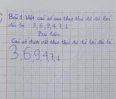 Được giao bài tập viết các số từ lớn đến bé, học sinh tiểu học đưa ra đáp án không tưởng, CĐM cười lăn cười bò