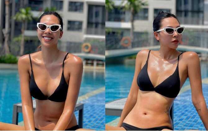 Minh Triệu 'đốt mắt' cư dân mạng với bikini đen táo bạo