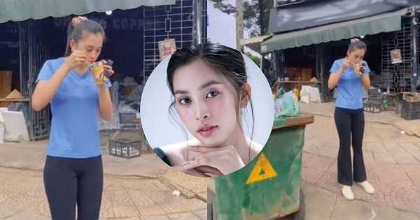 Đứng ăn mì cạnh thùng rác, Hoa hậu Tiểu Vy vẫn đẹp không tỳ vết
