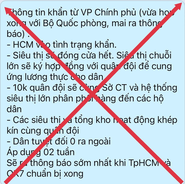 'TP.HCM vào tình trạng khẩn…' là thông tin bịa đặt
