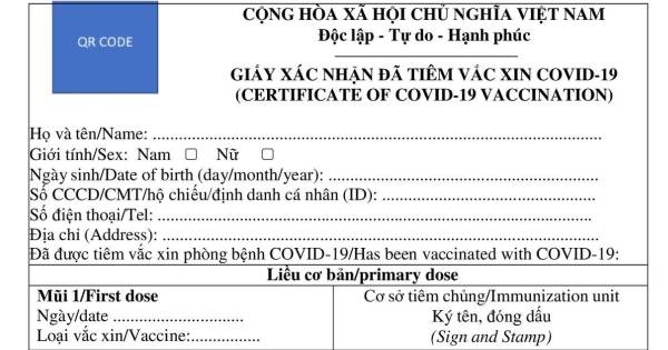 Giấy xác nhận tiêm vaccine COVID-19 mới có chỗ xác nhận cho 7 mũi tiêm