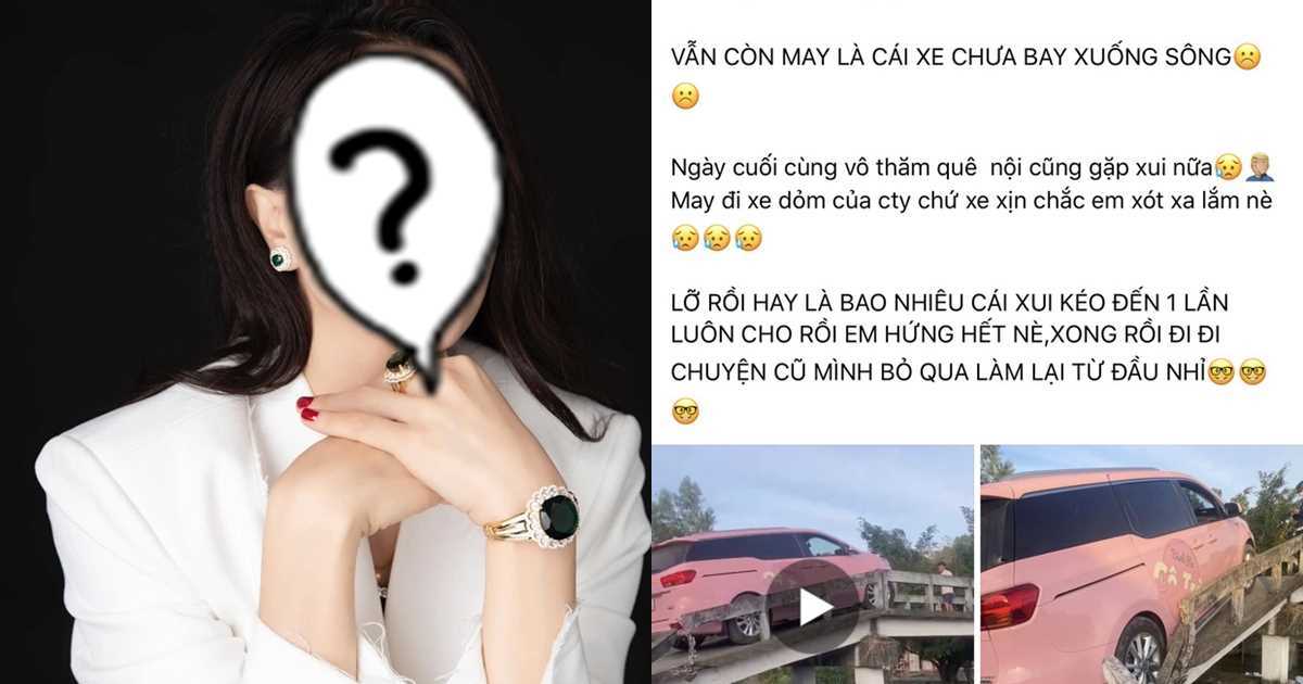 Nữ ca sĩ nổi tiếng Vbiz gặp sự cố xe cộ, suýt bay xuống sông ngay trong mùng 5 Tết