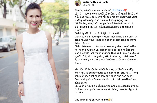 Hoàng Oanh gửi lời động viên đến Hòa Minzy hậu chia tay: "Ai sẽ chăm sóc em bé tốt nhất nếu người mẹ không hạnh phúc?"

