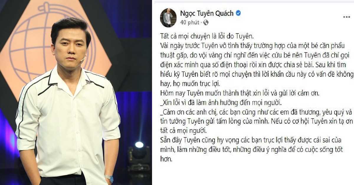 Quách Ngọc Tuyên xin lỗi vì kêu gọi từ thiện 'ảo', khiến một mạnh thường quân mất 100 triệu