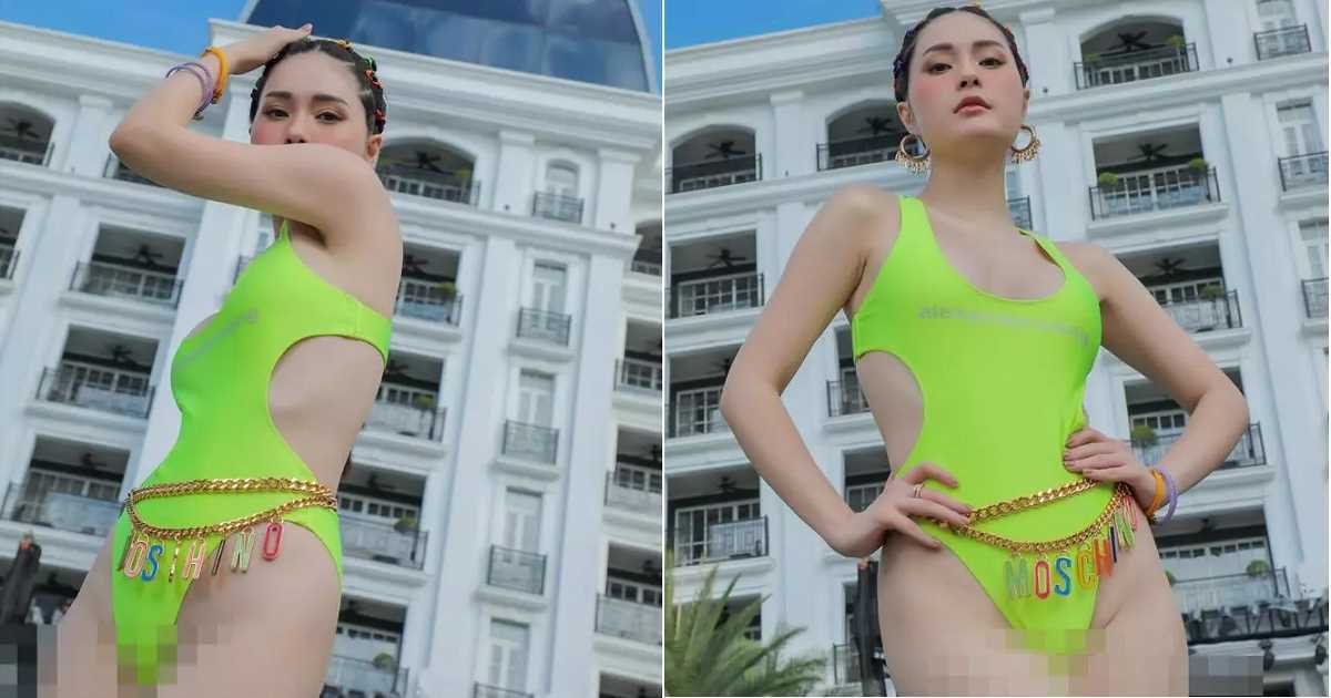 Ca sĩ đại gia Đoàn Di Băng mặc bikini siêu hở còn chọn góc chụp cận từ dưới lên khiến nhiều người 'nóng mắt'