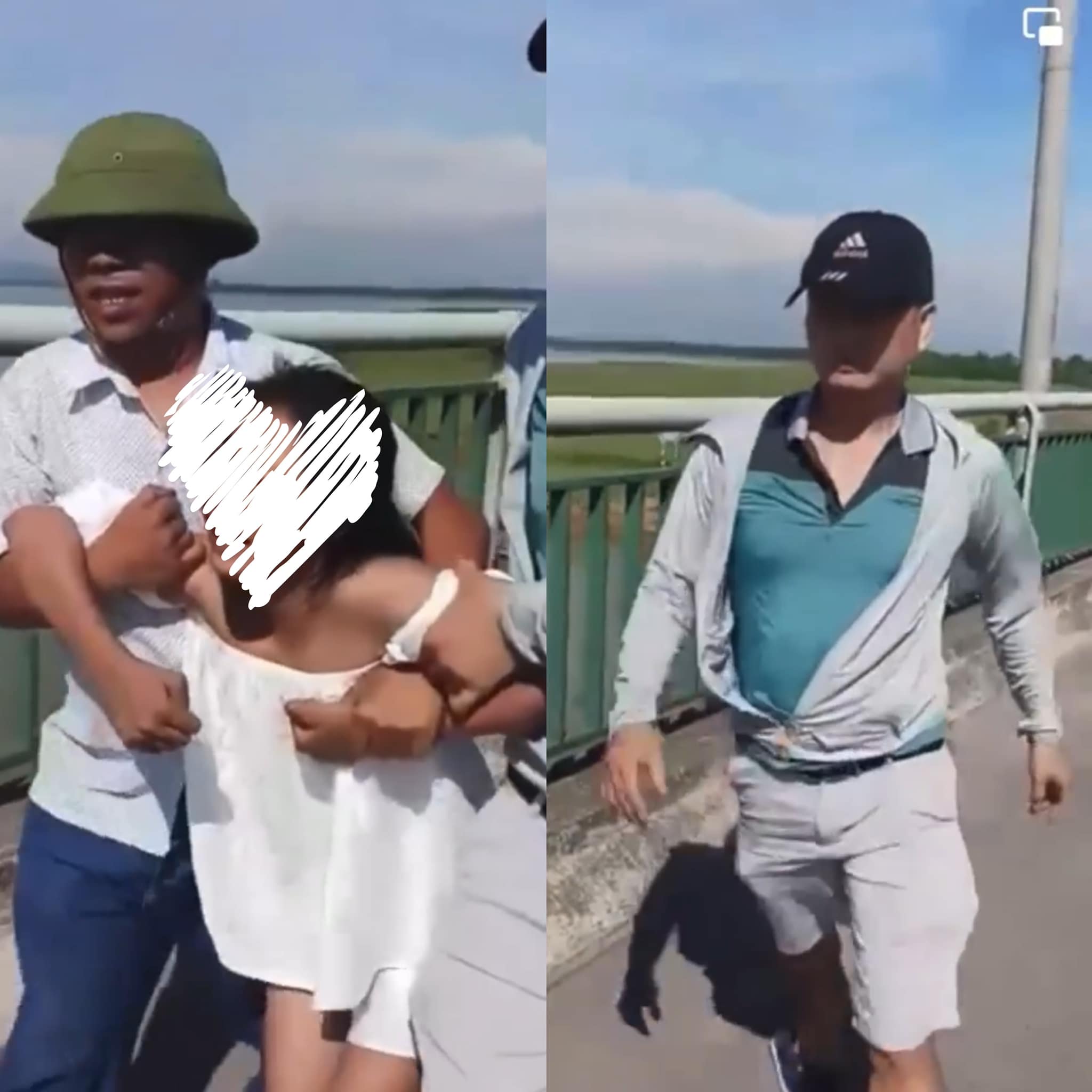Hai nam giới được xem là 'người hùng' hôm nay, kịp thời ngăn cô gái trẻ nghĩ quẩn nhảy xuống cầu tự tử
