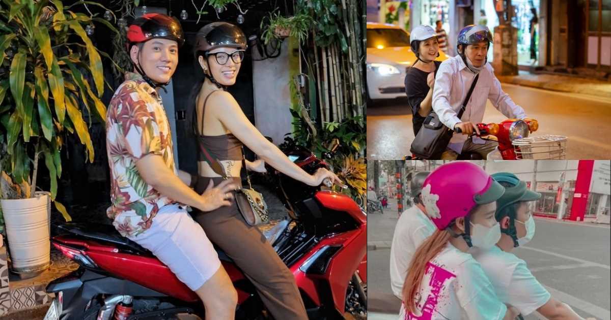 Khi sao Việt chở bạn đời trên xe máy: Không còn hào quang showbiz, chỉ thấy giản dị và đáng yêu