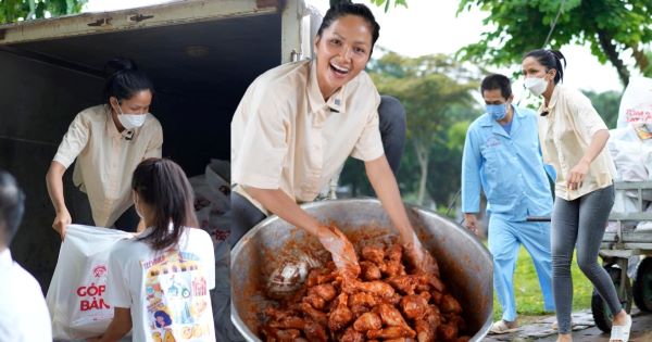 H’Hen Niê để mặt mộc, đi dép tổ ong làm từ thiện