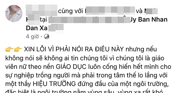 Hiệu trưởng bị tố 'ham gái, tán tỉnh giáo viên nữ' lên tiếng

