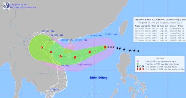 Bão số 6: Bão số 6 mạnh cấp 11-12 giật cấp 14 và có khả năng mạnh thêm