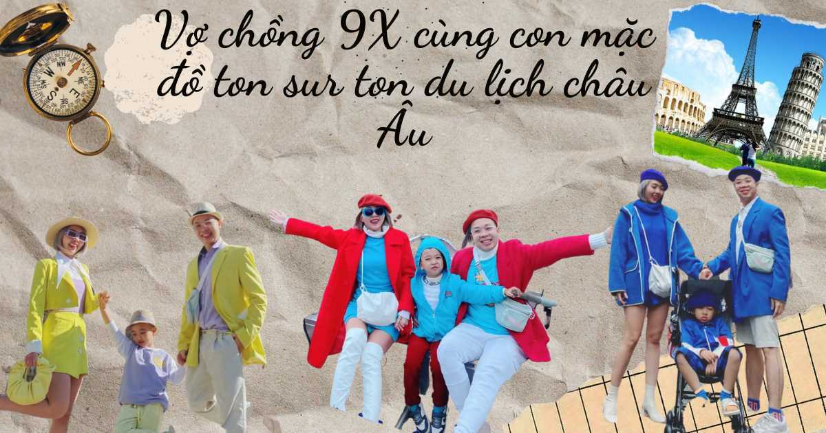 Vợ chồng 9X dắt con du hí châu Âu, diện trang phục ton sur ton đủ sắc màu 'mê hoặc' người nhìn