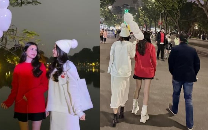 Hai ái nữ khoe sắc cực xinh, MC Quyền Linh trông như 'bảo kê" của con gái