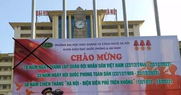 Vụ pano in cờ Trung Quốc: Trường đại học giải trình lỗi sai nghiêm trọng

