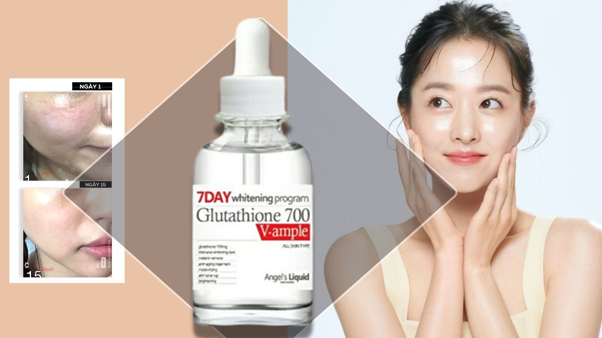 Review serum Angel's Liquid 7 Day Whitening Glutathione bật tone da trong 7 ngày sử dụng giá chưa tới 400K