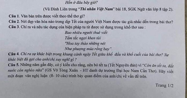 Giáo viên nói gì về đề thi văn 'Còn ăn tết ta, đất nước còn nghèo nữa'?

