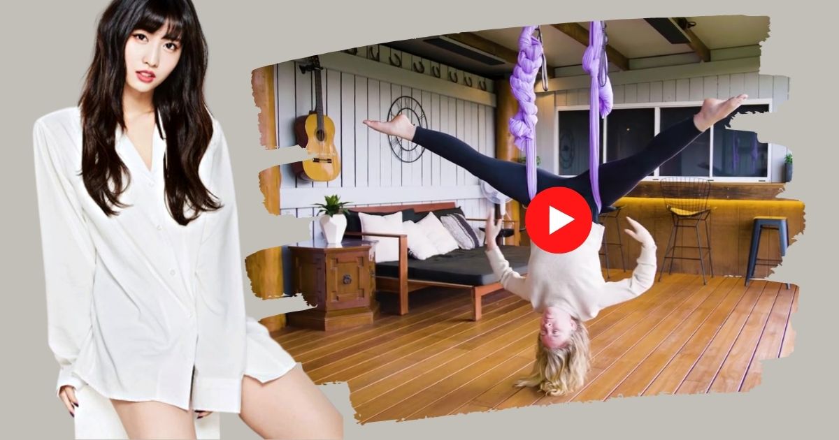 Động tác Yoga trên không giúp Momo (TWICE) giảm cân thành công, thân hình đẹp như tạc tượng