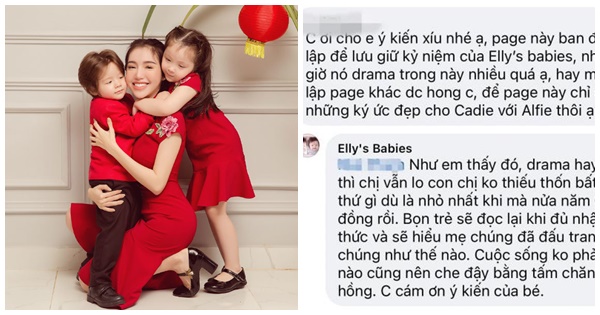 Dân mạng khuyên không nên bày drama trên fanpage của hai con, Elly Trần phản hồi thế nào?