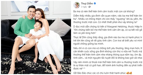 Thúy Diễm: 'Vợ chồng thể hiện tình cảm một cách chừng mực, con cái hạnh phúc'