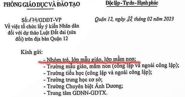 Thực hư văn bản lấy ý kiến trẻ mẫu giáo, mầm non về dự thảo Luật Đất đai

