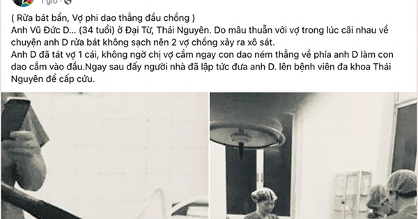 Xôn xao thông tin "chồng rửa bát bẩn, bị vợ phi dao thẳng đầu", thực hư thế nào?

