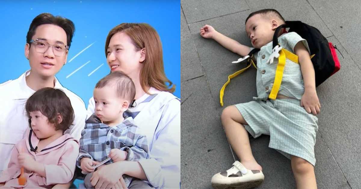 Con nằm ra đất 'ăn vạ', bà xã JustaTee xử trí tinh tế, khéo léo