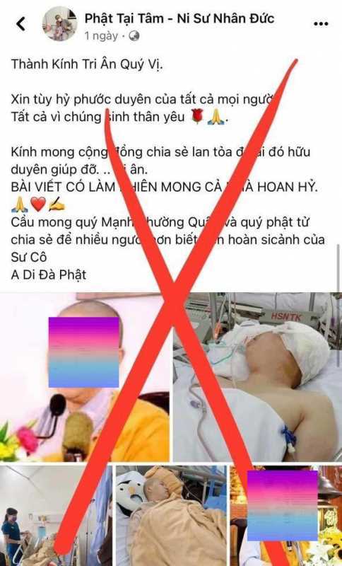 Thông tin kêu gọi ủng hộ tiền xây dựng chùa, làm từ thiện ở Bình Dương là sai sự thật
