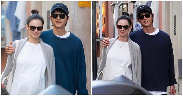 Song Joong Ki nắm tay vợ bầu đi dạo phố Rome, Song Hye Kyo cũng check in ở gần đó