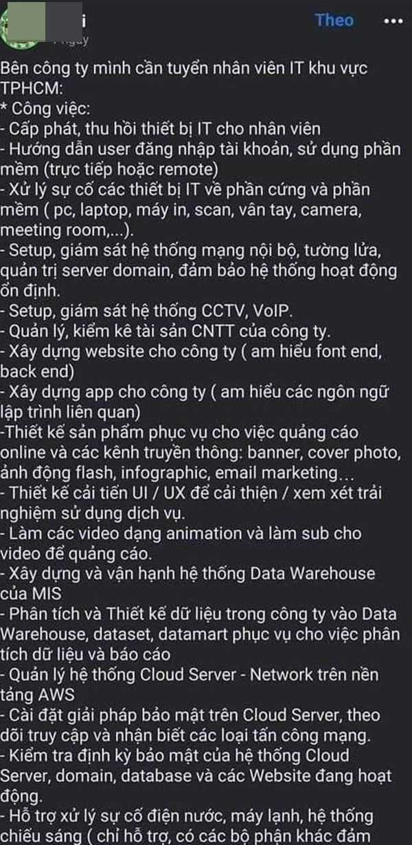 Công ty tuyển nhân viên IT, yêu cầu công việc dài cả cây số nhưng "soi" mức lương ai cũng choáng váng không tin nổi