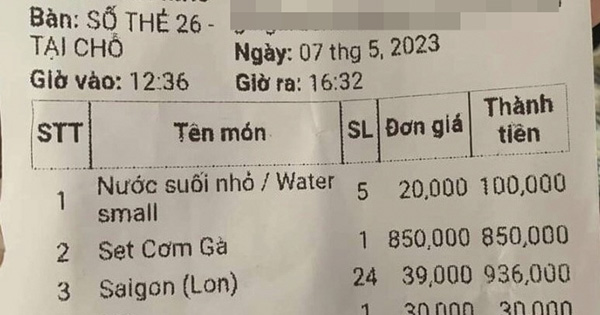 Quán ăn ở Bình Thuận bán thùng bia Sài Gòn gần 1 triệu đồng, set cơm gà 850.000 đồng

