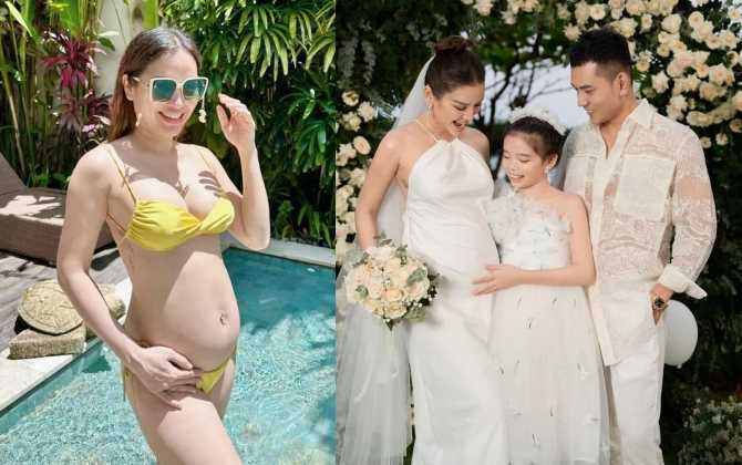 Mẹ bầu Phương Trinh Jolie diện bikini khoe bụng, dân tình hết lời khen ngợi vì một chi tiết